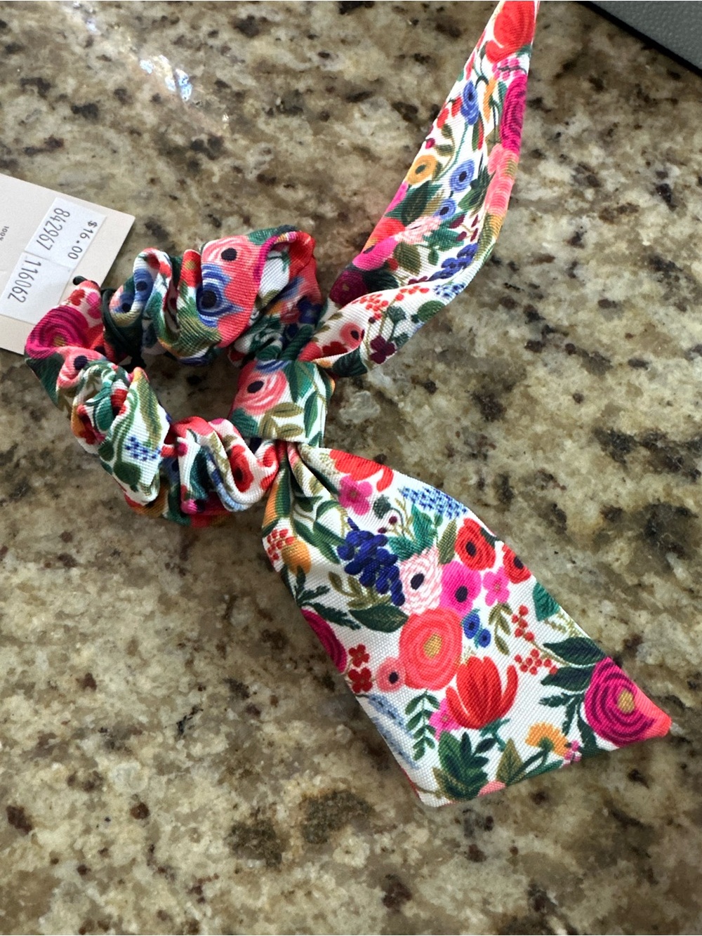 Rifle Paper Co. NWT Floral Bow Scrunchie Hair Scarf Ribbon Tail Accesssory
